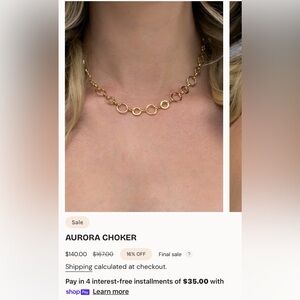 18K Gold, Triple Plated Gold Circle Choker Necklace